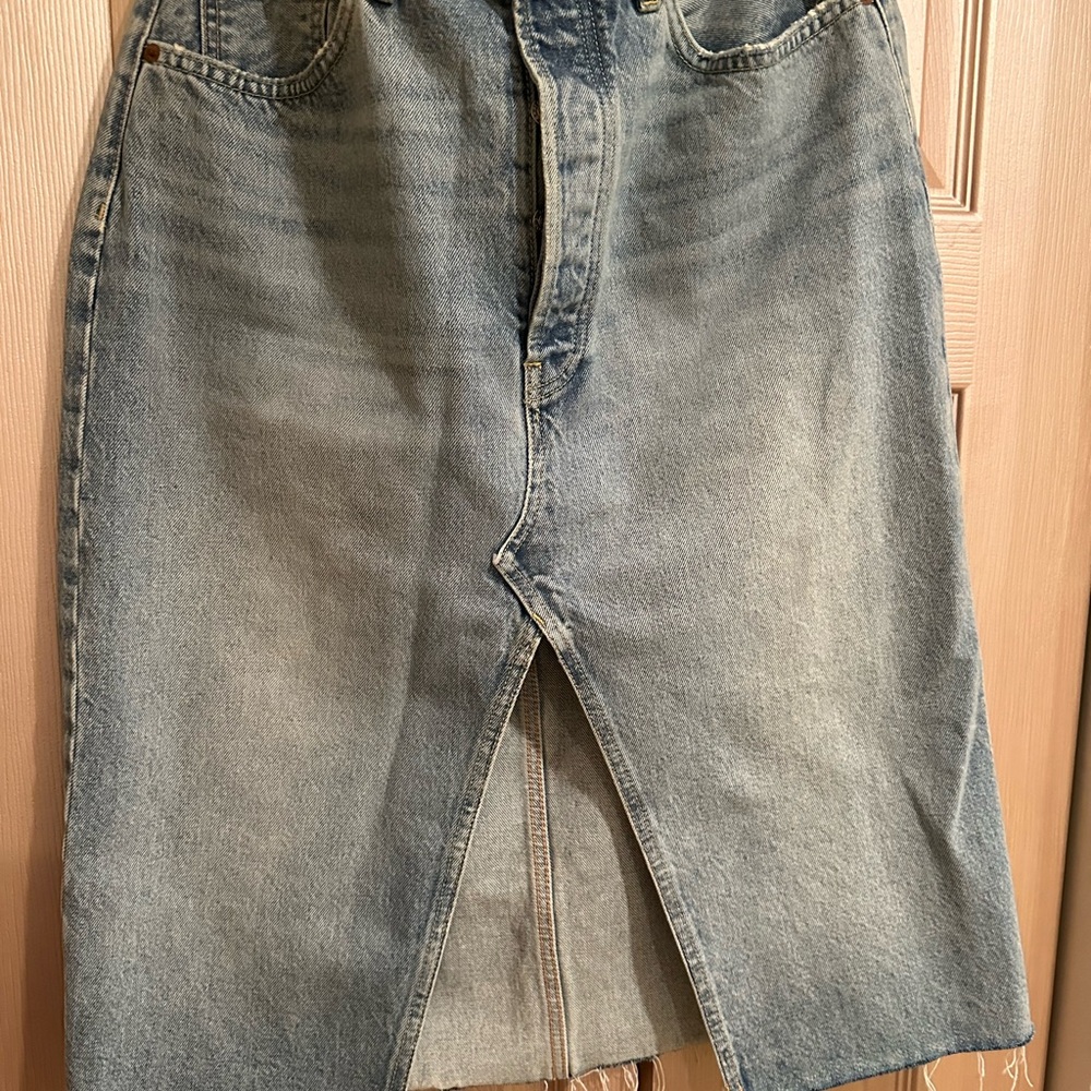 Re/Done Light Blue Denim Pencil Skirt - Picture 9 of 11